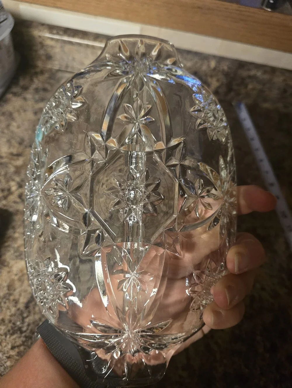 Vintage Crystal Slotted Serving Dish